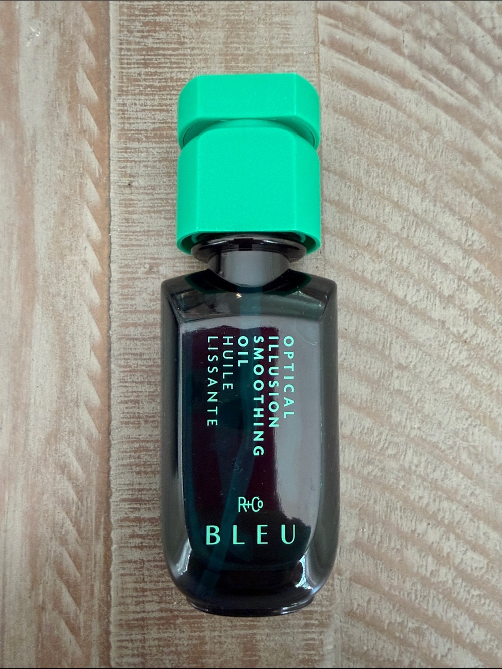 R+Co BLEU Smoothing Oil Bottle with Bright Teal Cap- NEW